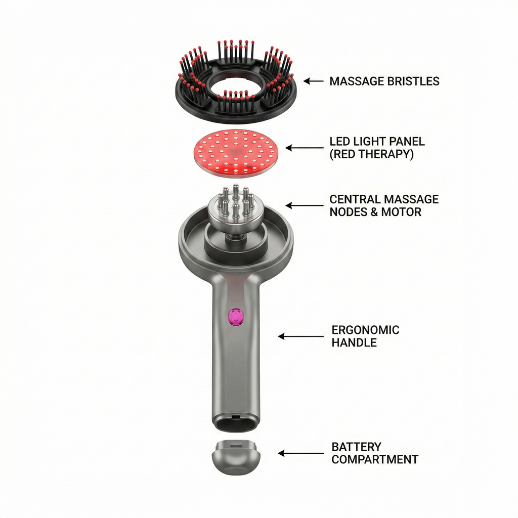 Hanova™ Red Light Scalp Comb – Restore Hair Density at Home