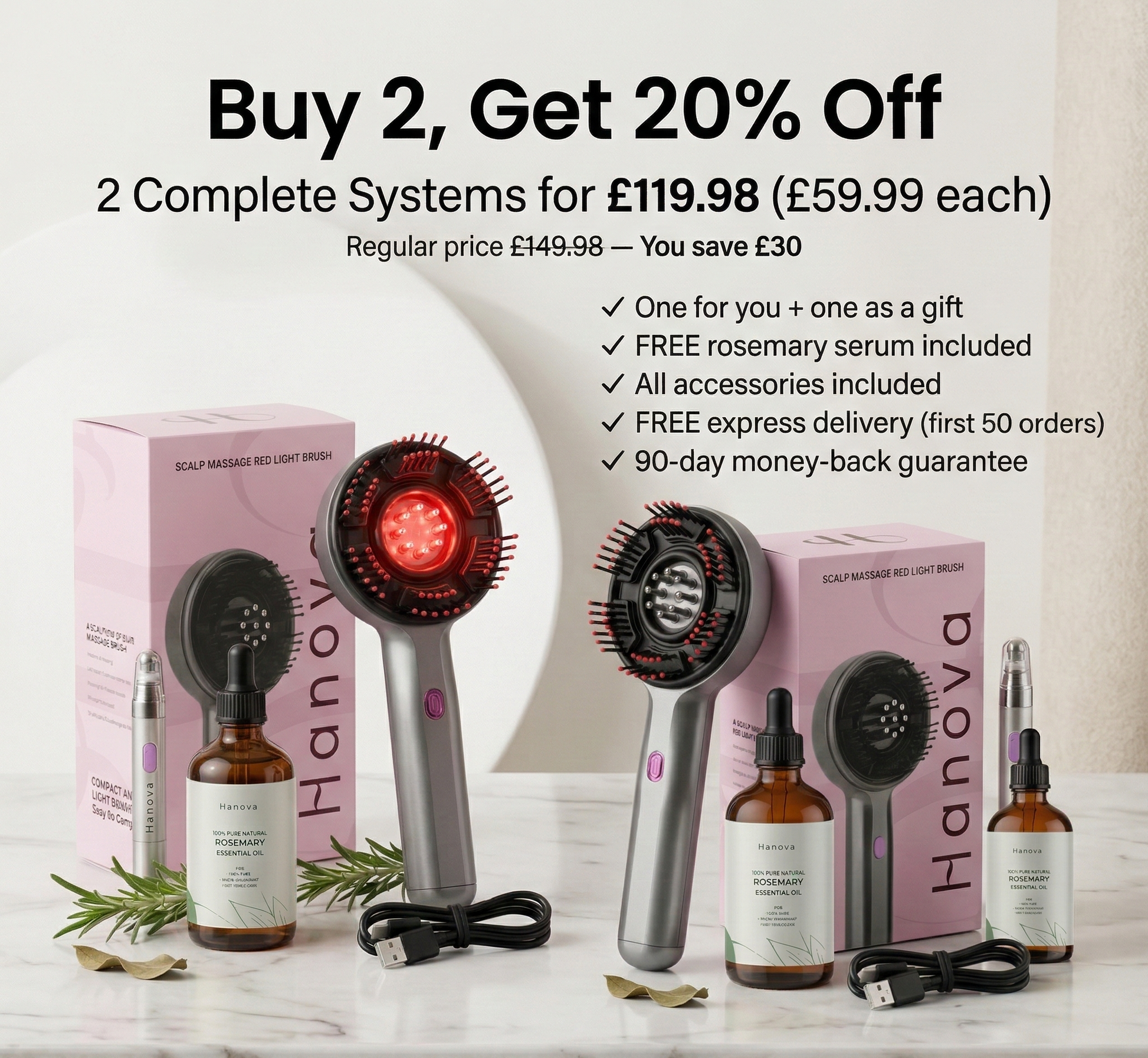 Hanova™ Red Light Scalp Comb – Restore Hair Density at Home
